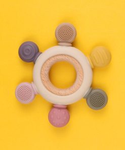 Silicone and Beechwood Teether (Baby Girls)